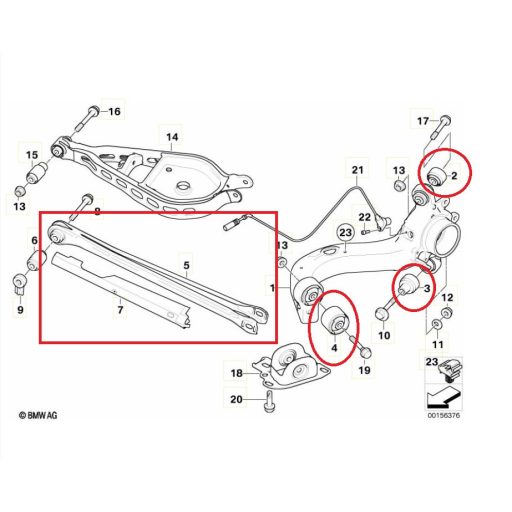 BMW X3 E83 hátsó lengőkar felújító szett