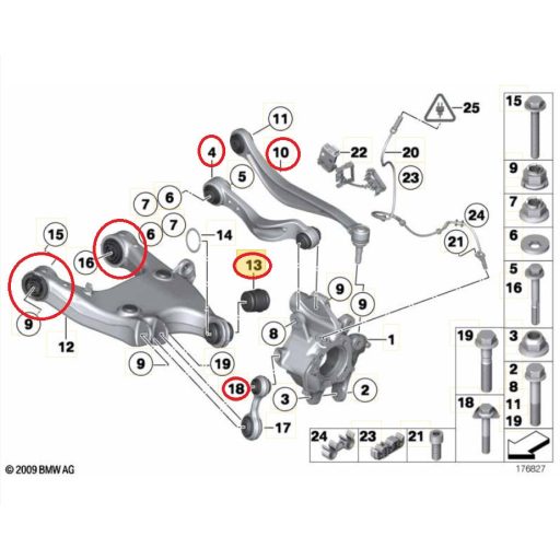 BMW 5ös F10, F11 hátsó lengőkar felújító szett