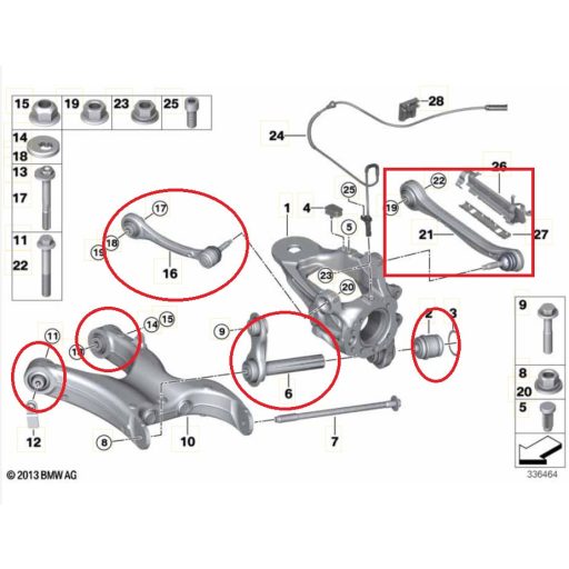 BMW X6 F16 hátsó lengőkar szett HD-Erősített (TELJES 12db.-os)