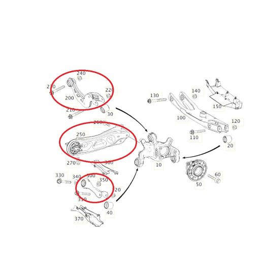 Mercedes A-Class (W176) hátsó lengőkar szett (6db-os)