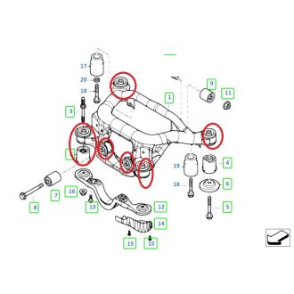 BMW E46 hátsó bölcső szilent szett